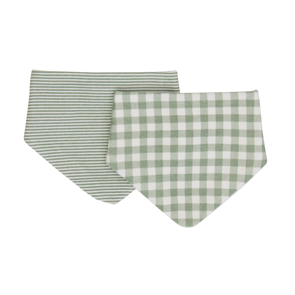 Bandana Bibs 2 Pack - Gingham Sage
