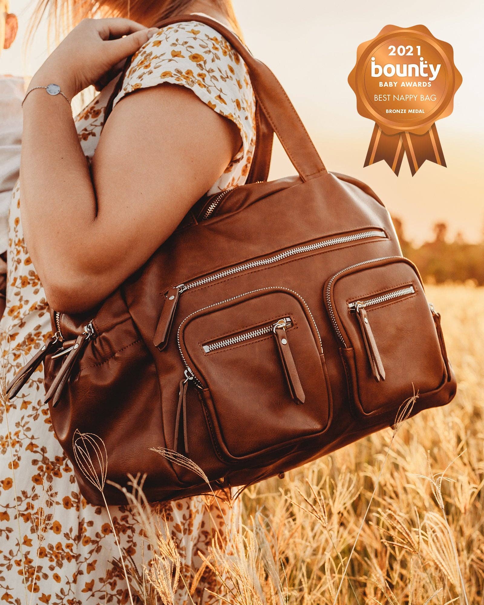Carry All Nappy Bag - Tan Vegan Leather