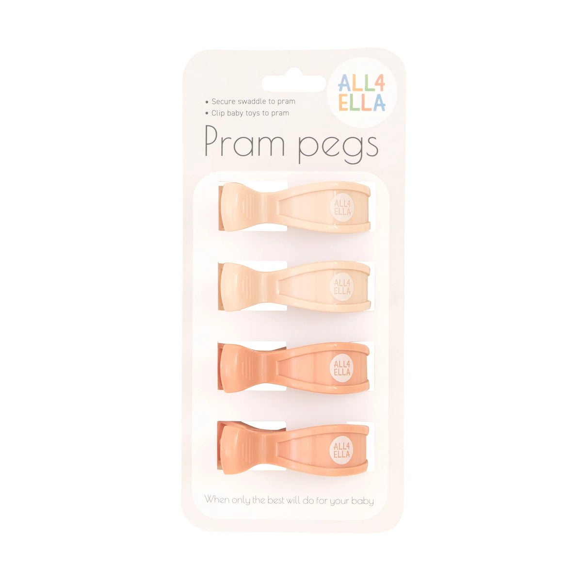 Pram Pegs 4 Pack - Cream/Peach