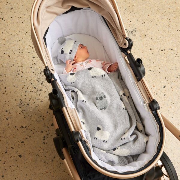 Little Meadows Knitted Baby Blanket | Grey