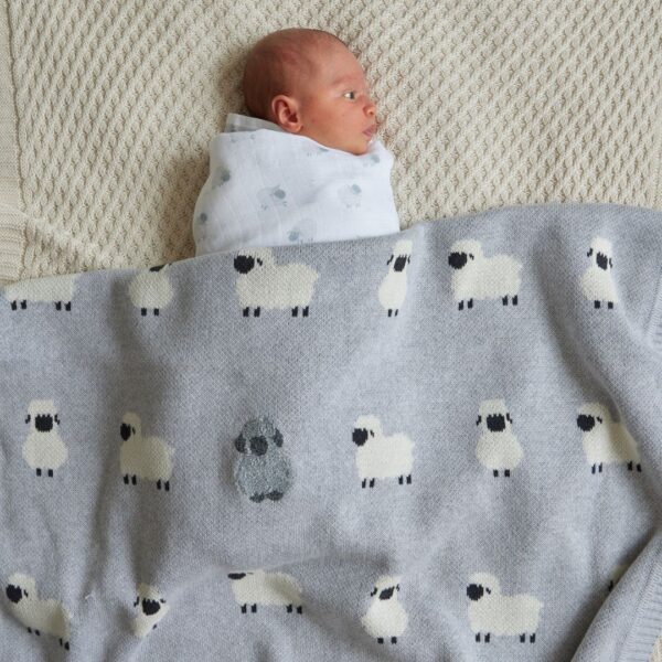 Little Meadows Knitted Baby Blanket | Grey