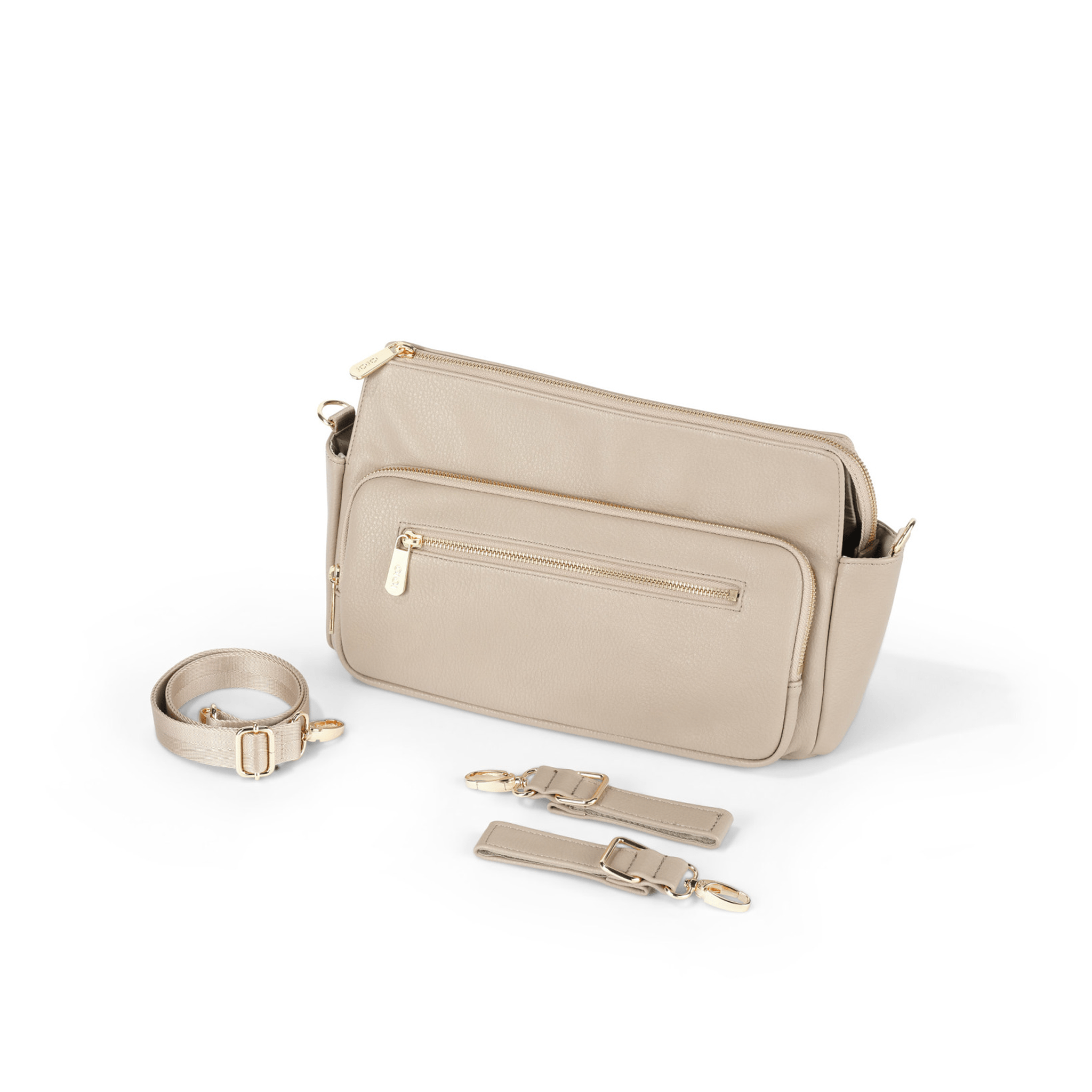 OiOi Multitasker Pram Caddy 2.0 - Oat Vegan Leather