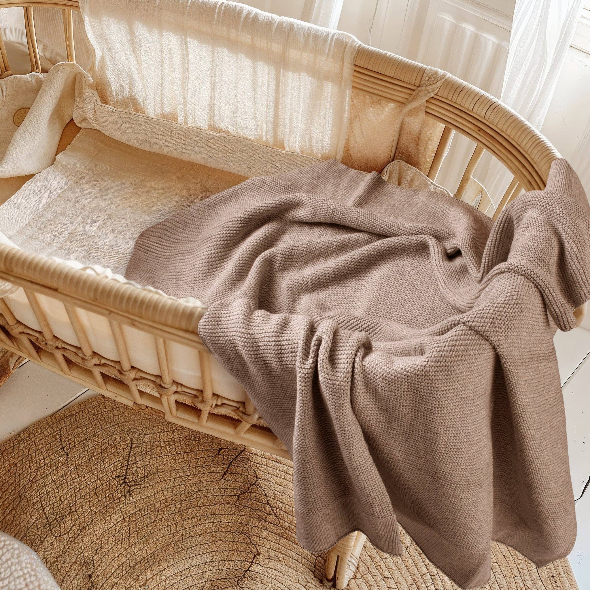 Cotton Classic Knit Baby Blanket by Zoe Sage | Mocha