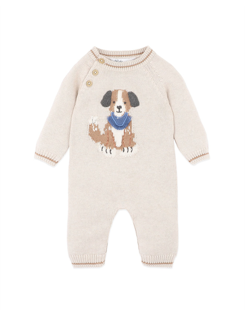 Otto Dog Organic Knitted Romper - Oat