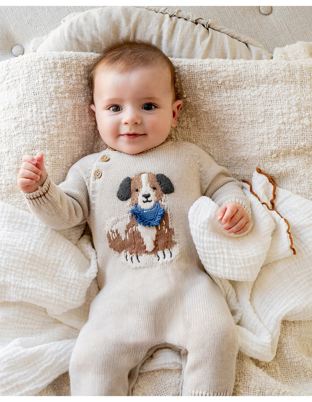 Otto Dog Organic Knitted Romper - Oat