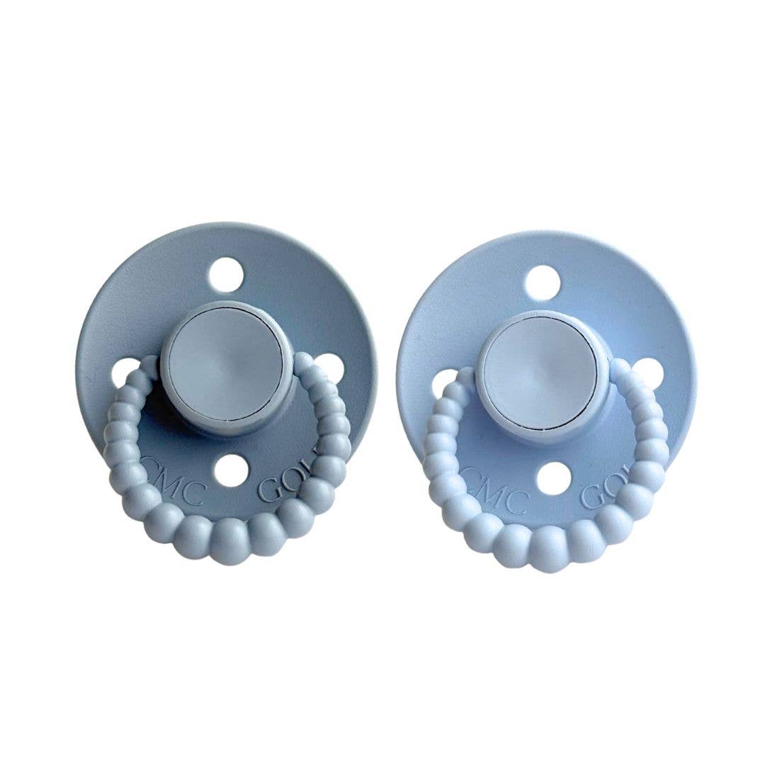 CMC 'Bubble' Dummies | Stormy + Baby Blue: Size 1 (NB - 6 months)