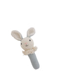 Nibbles Bunny Knitted Rattle | Dusty Blue premium baby gift - Baba-lando