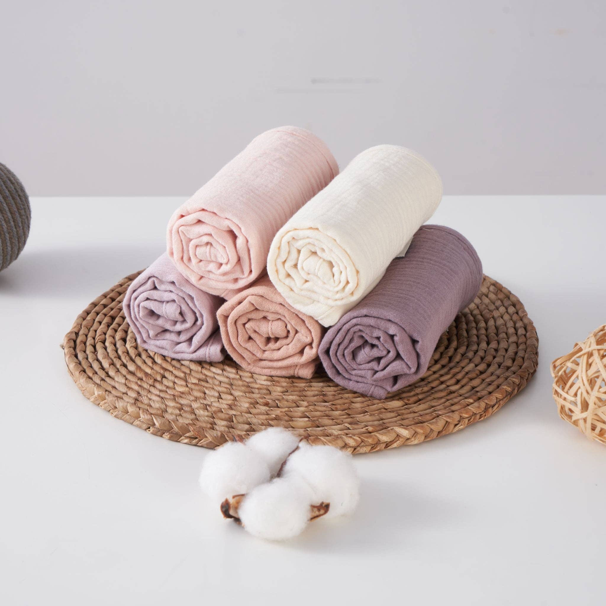 Organic Muslin Burp Cloths - Lavender Blush 5 Pack | Zoe Sage premium baby gift - Baba-lando