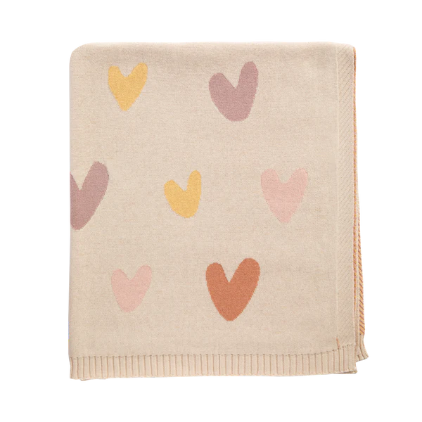 Jacquard Blanket | Dusky Pink Bohemian Hearts