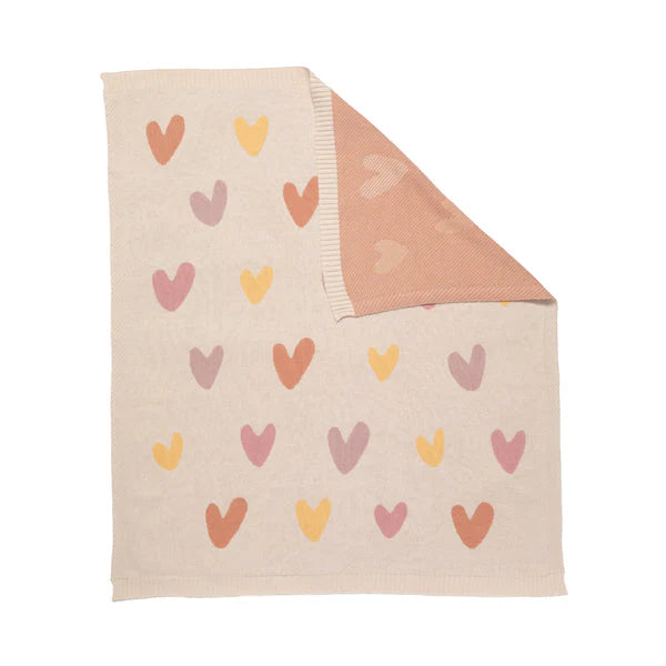 Jacquard Blanket | Dusky Pink Bohemian Hearts