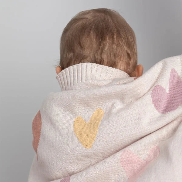 Jacquard Blanket | Dusky Pink Bohemian Hearts
