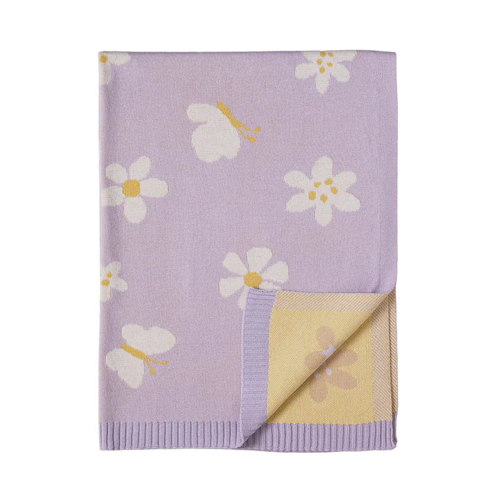Knitted Blanket | Lilac Daisy Dreams