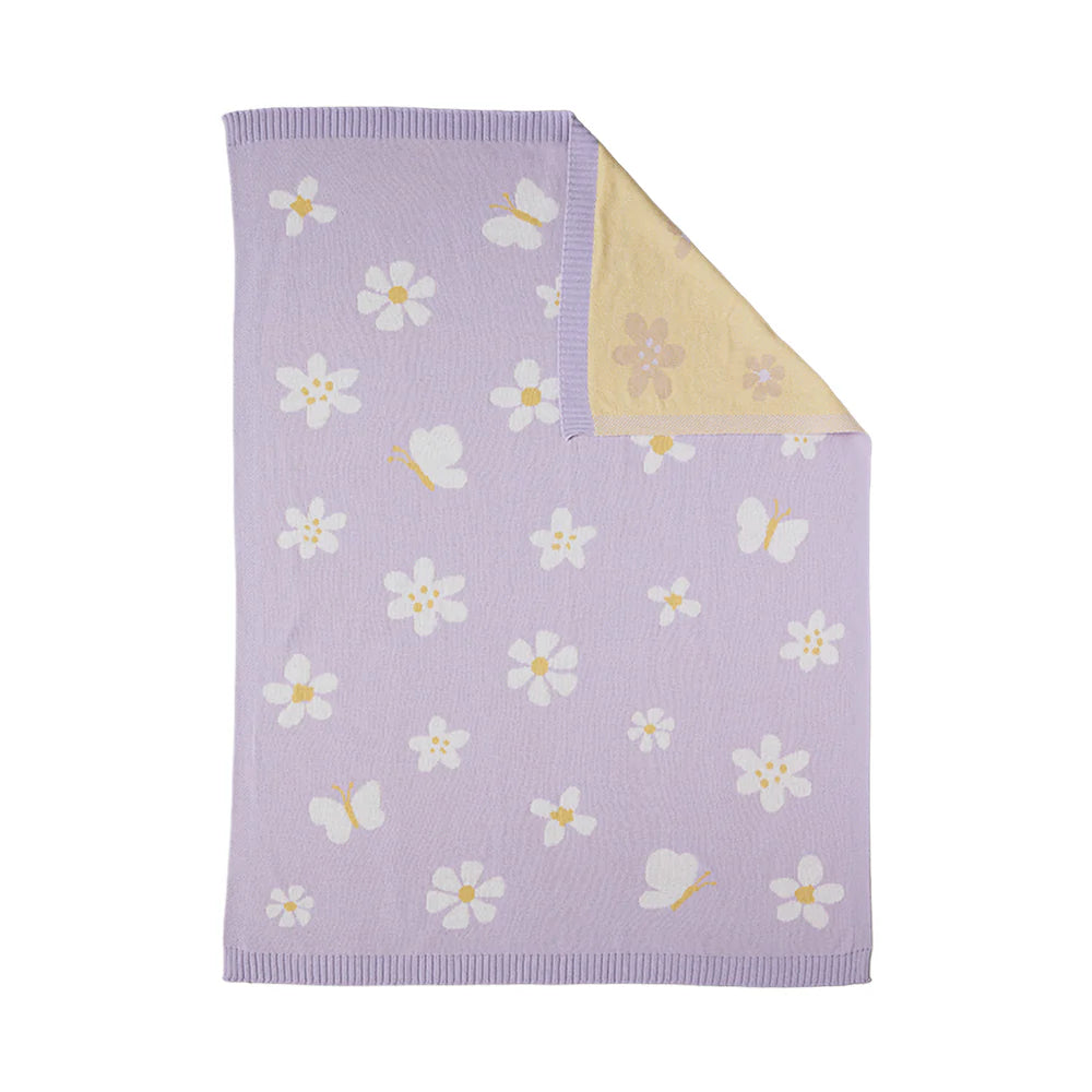 Knitted Blanket | Lilac Daisy Dreams