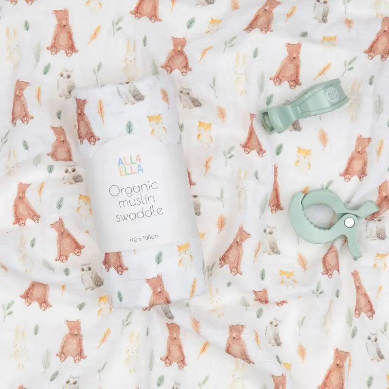 Swaddle & Pram Pegs Gift Set Forest Friends