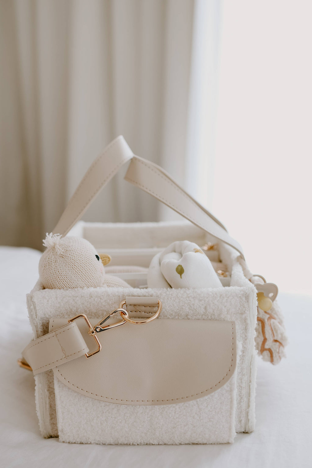 Teddy Boucle Nappy Caddy | Cream