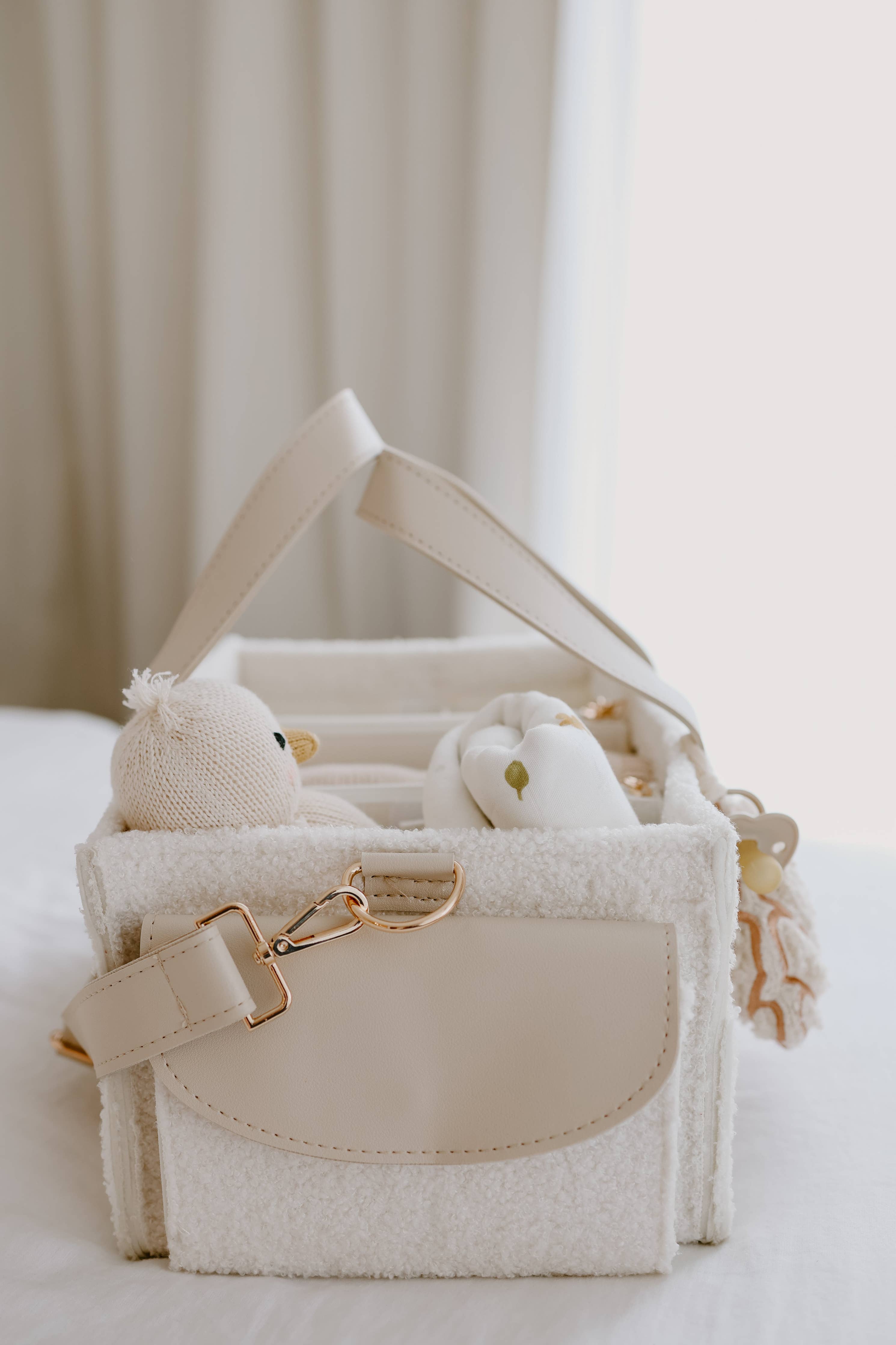 Teddy Boucle Nappy Caddy | Cream