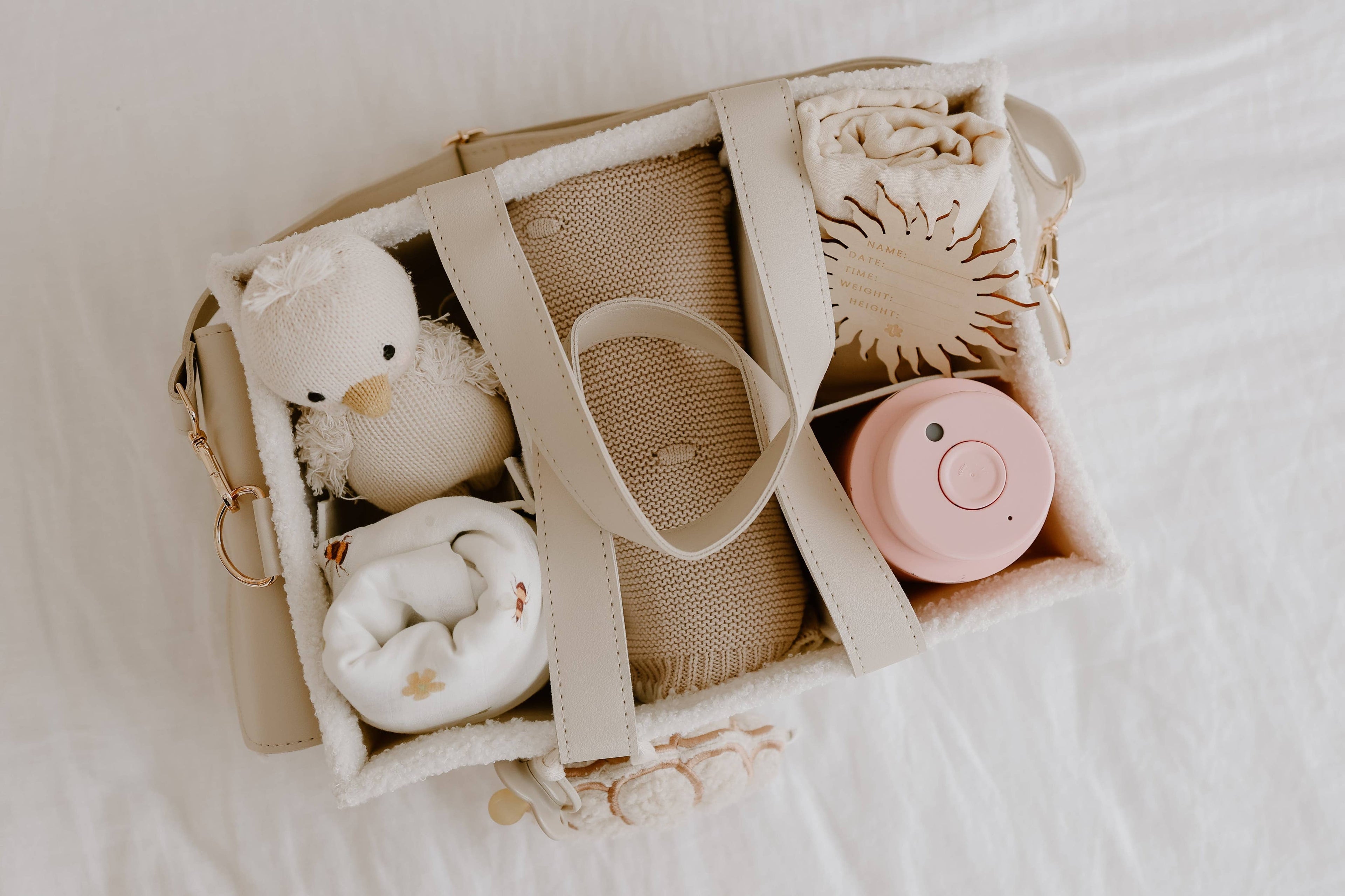 Teddy Boucle Nappy Caddy | Cream