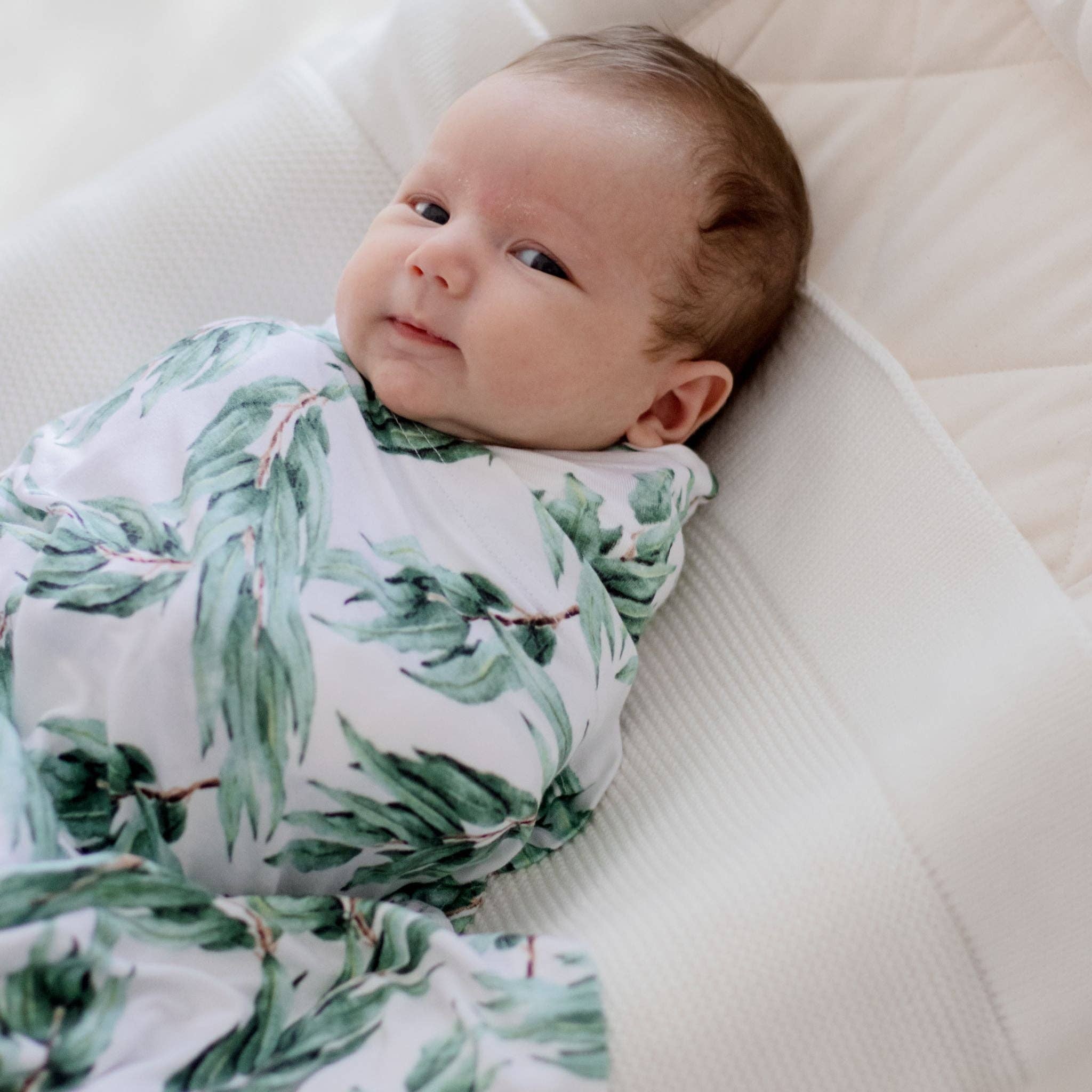 Stretchy Baby Swaddle Wrap | Blue Gum Leaf