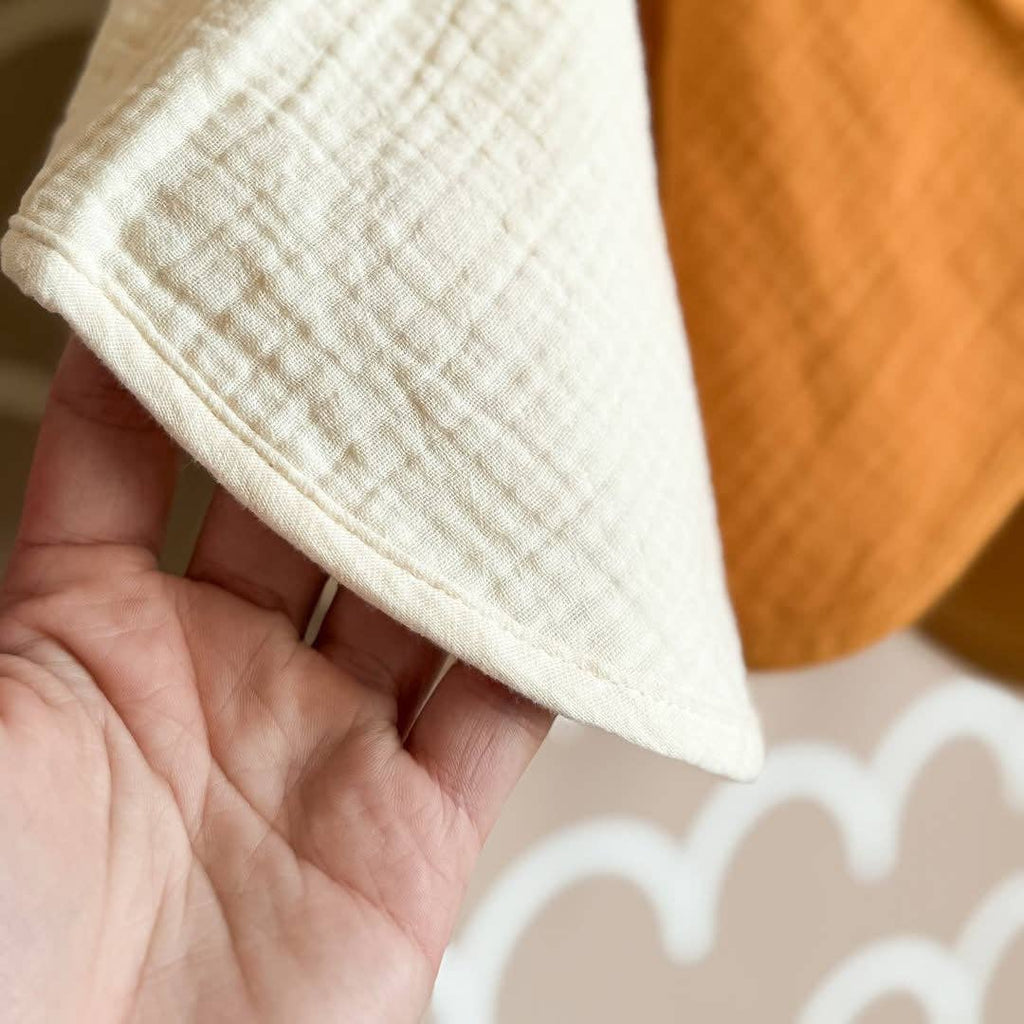 Organic Muslin Burp Cloths - Golden Harvest 5 Pack | Zoe Sage premium baby gift - Baba-lando