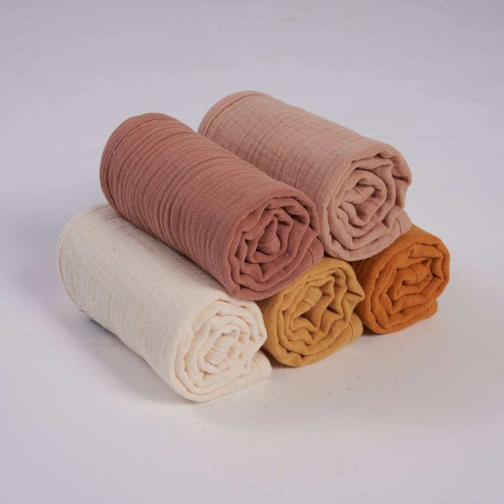 Organic Muslin Burp Cloths - Golden Harvest 5 Pack | Zoe Sage premium baby gift - Baba-lando