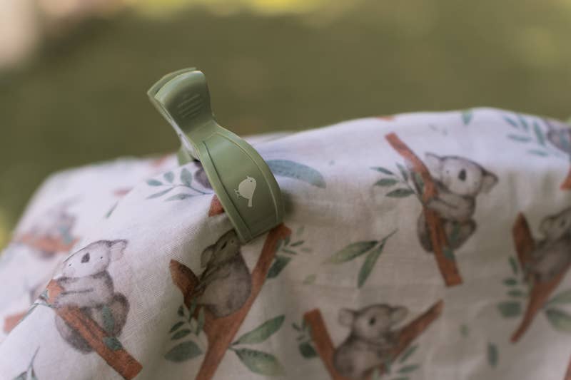 Koala Muslin Wrap & Grey/White Pram Clips Set