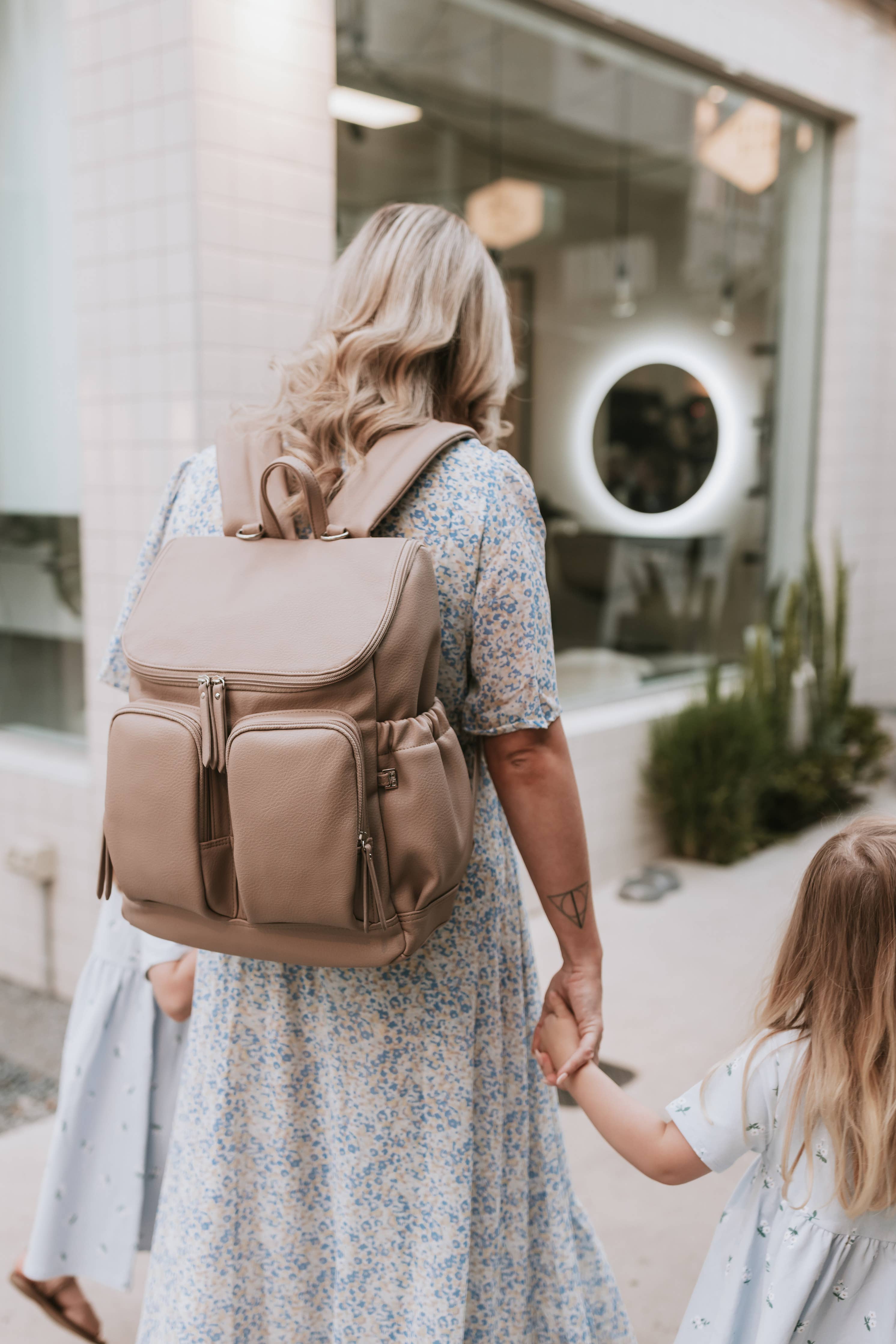 OiOi Signature Nappy Backpack - Oat Dimple Vegan Leather