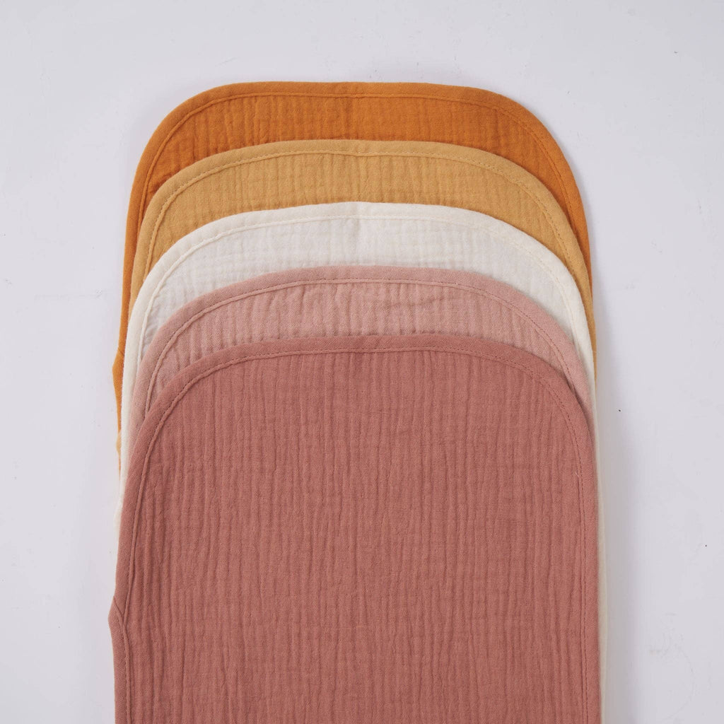Organic Muslin Burp Cloths - Golden Harvest 5 Pack | Zoe Sage premium baby gift - Baba-lando