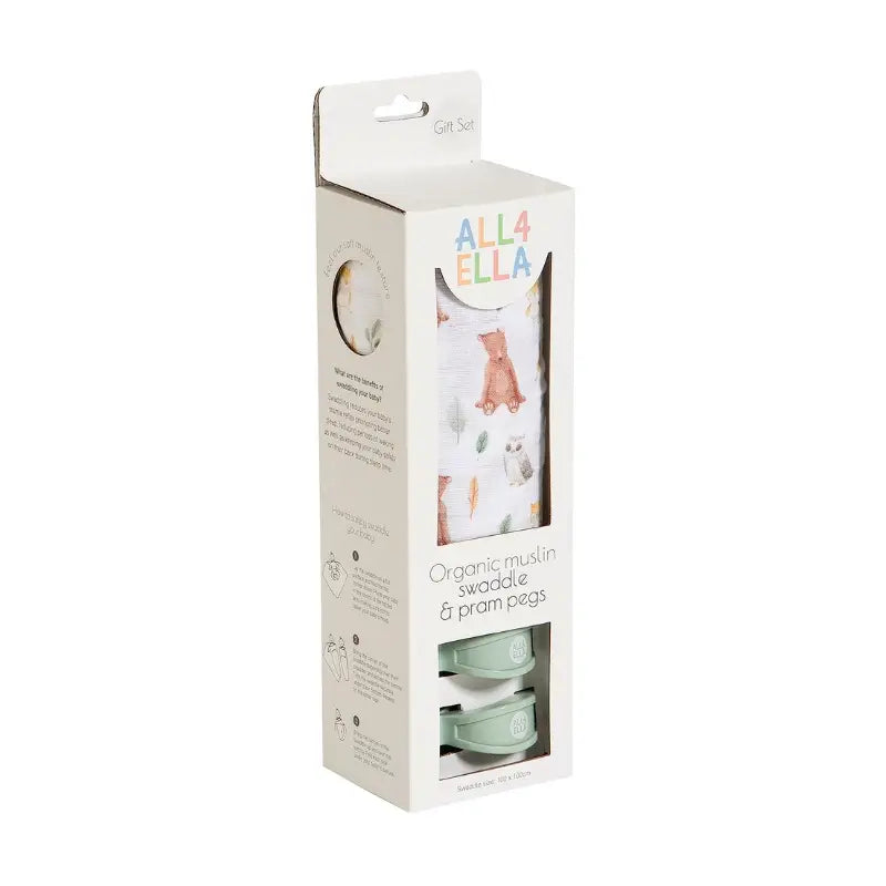 Swaddle & Pram Pegs Gift Set Forest Friends
