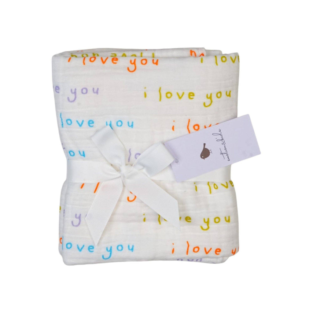 I Love You Muslin Blanket