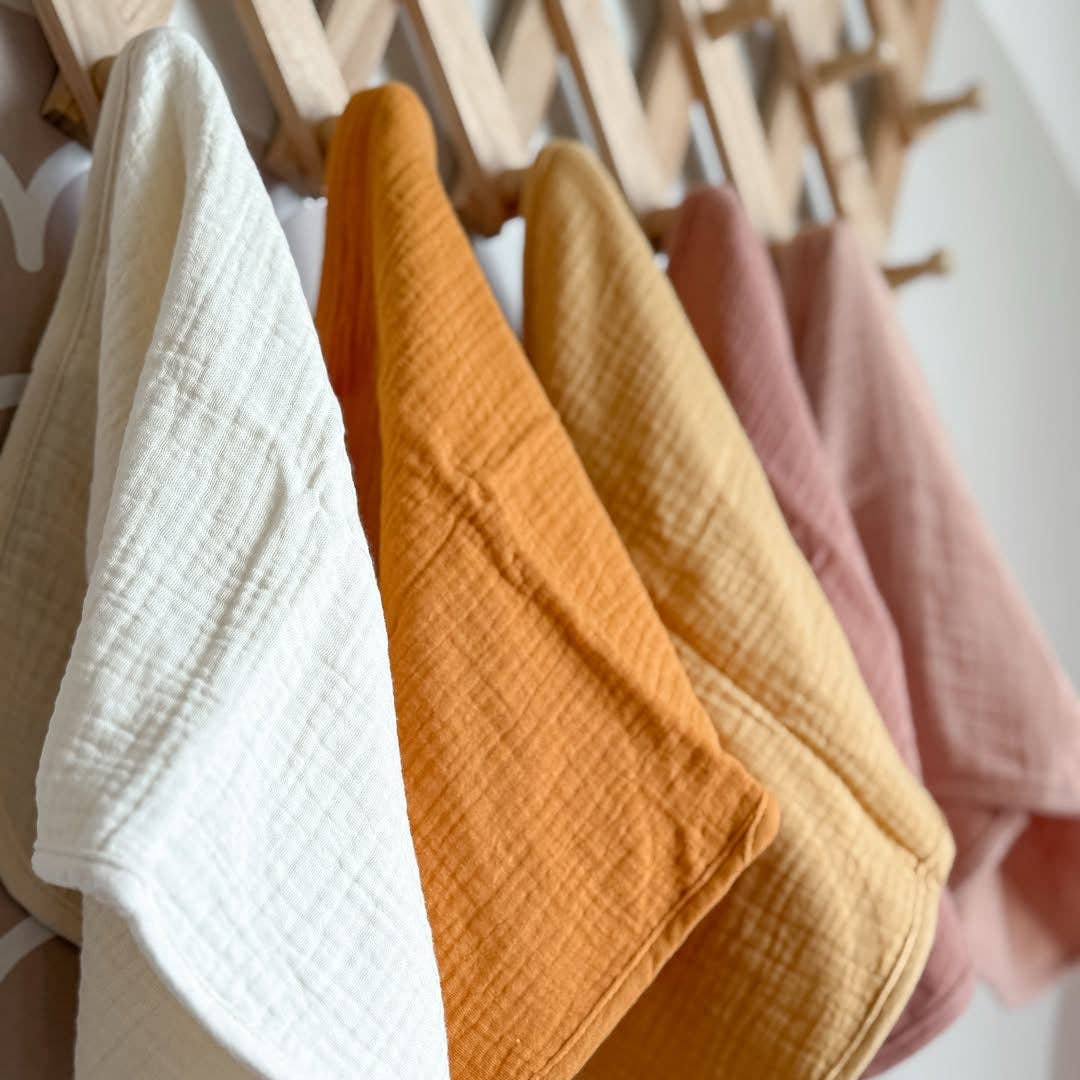 Organic Muslin Burp Cloths - Golden Harvest 5 Pack | Zoe Sage premium baby gift - Baba-lando