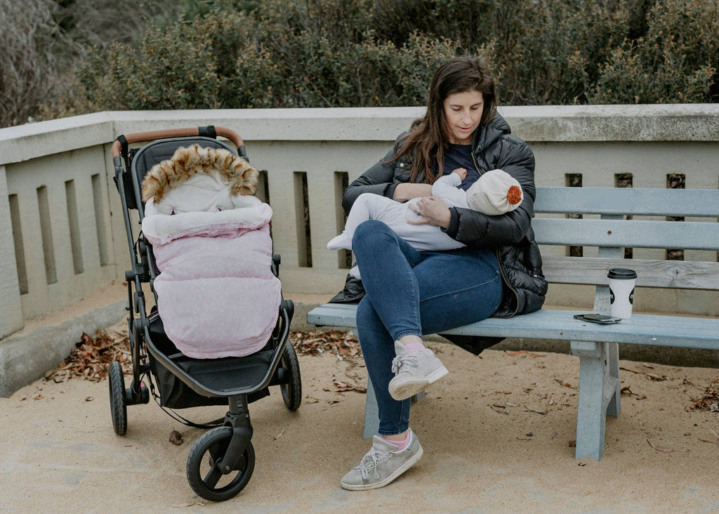 Nordic Footmuff Pram Liner | Pink Feather by Baby luno