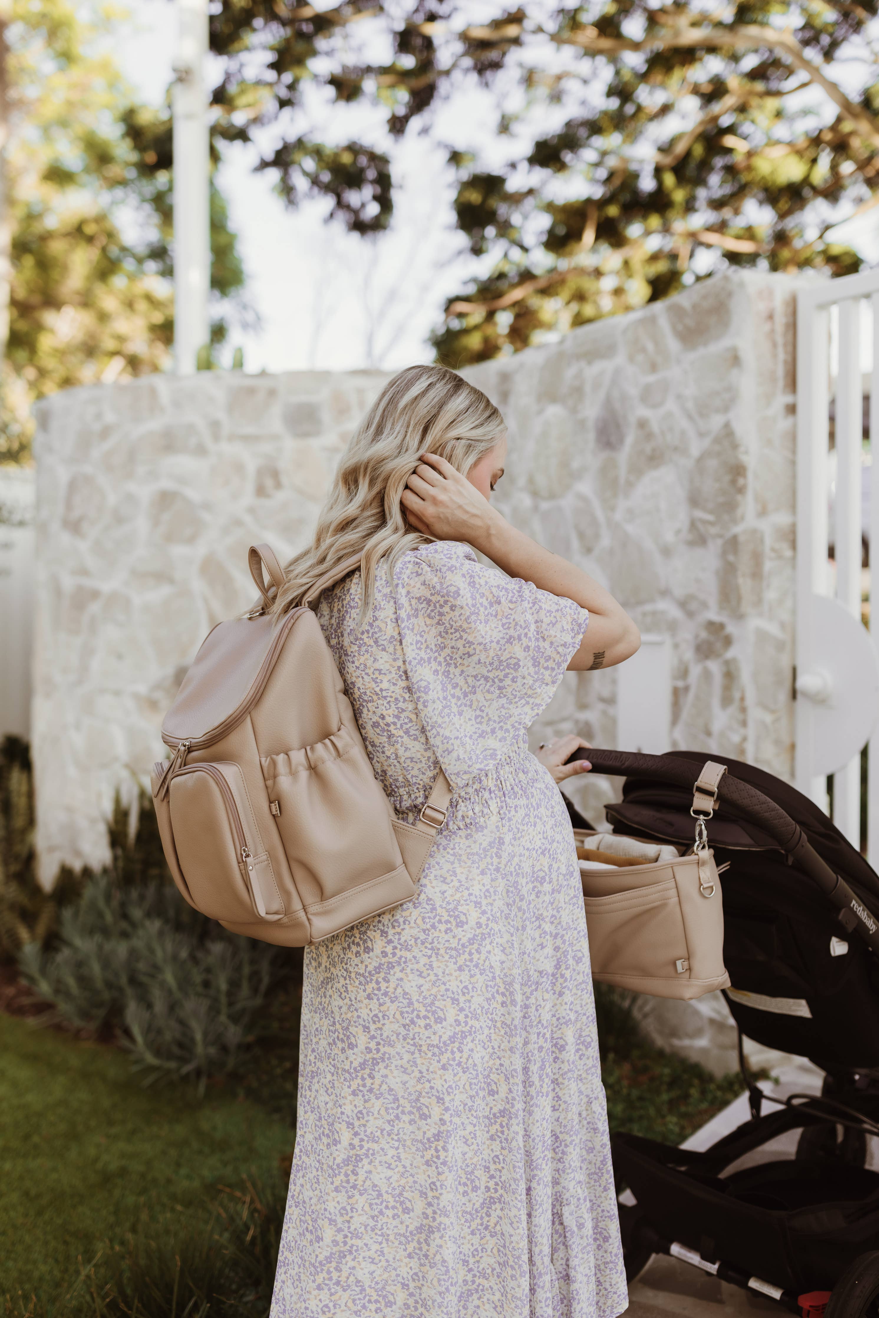 OiOi Signature Nappy Backpack - Oat Dimple Vegan Leather