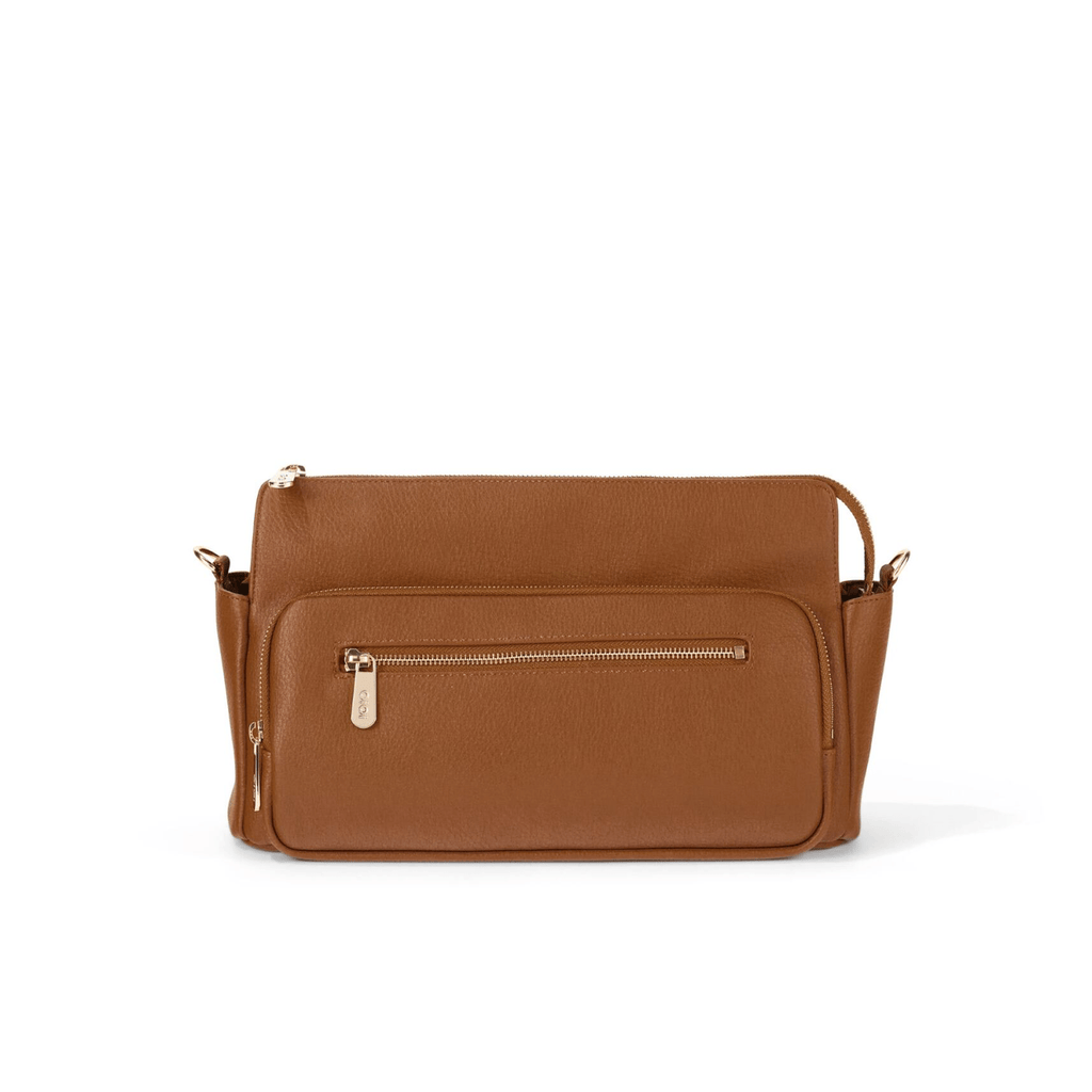 OiOi Multitasker Pram Caddy 2.0- Chestnut Brown Vegan Leather