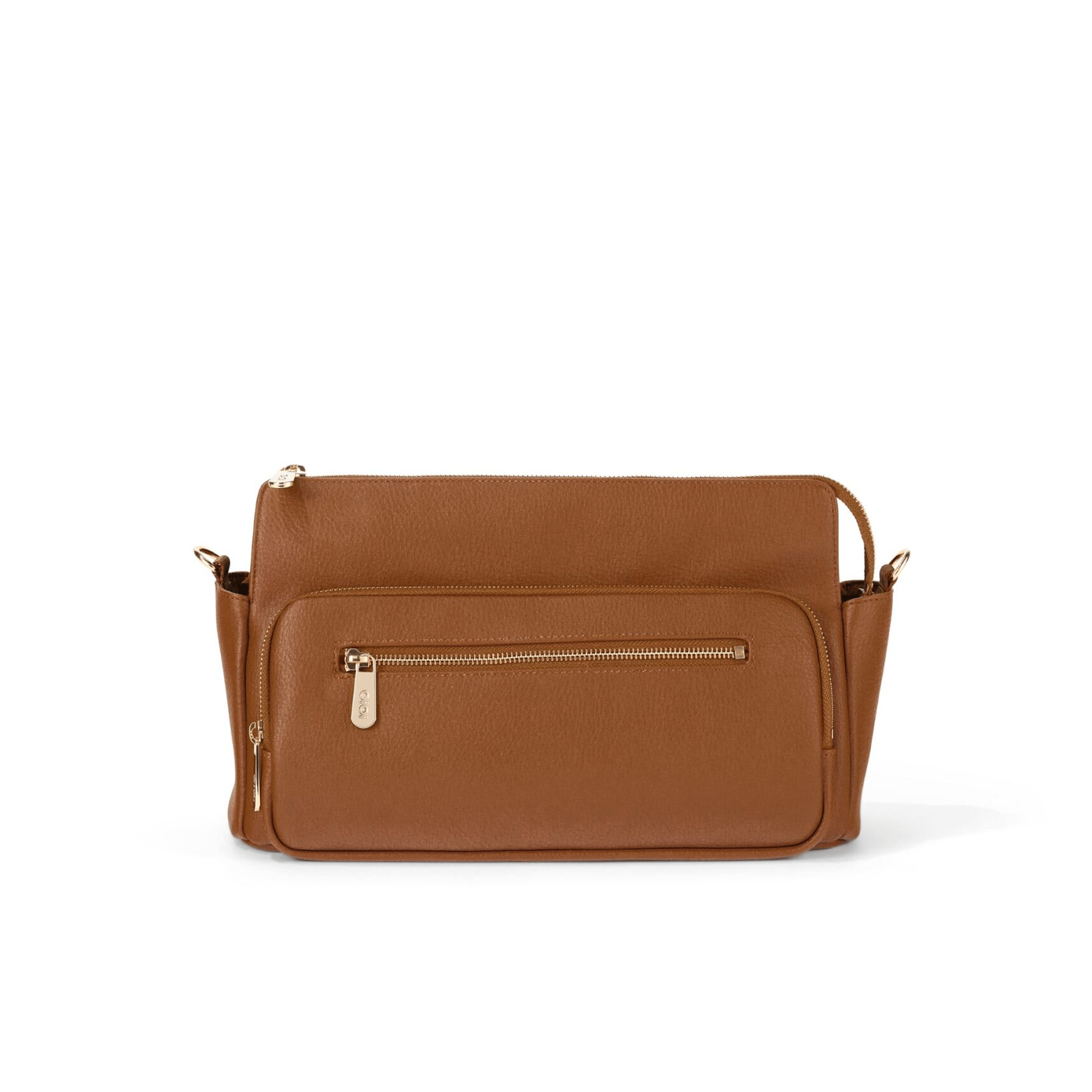 OiOi Multitasker Pram Caddy 2.0- Chestnut Brown Vegan Leather