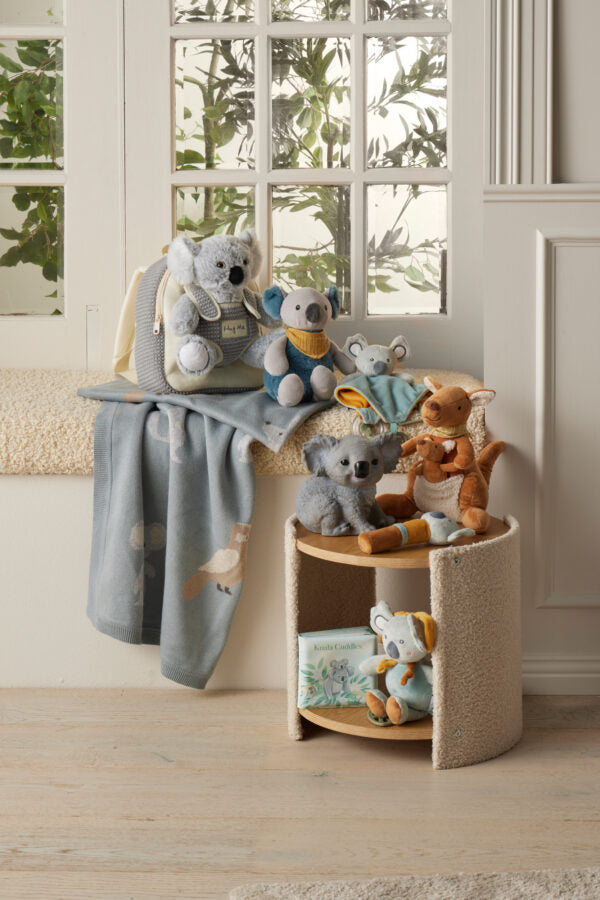 Australiana Knitted Baby Blanket | Dusky Blue