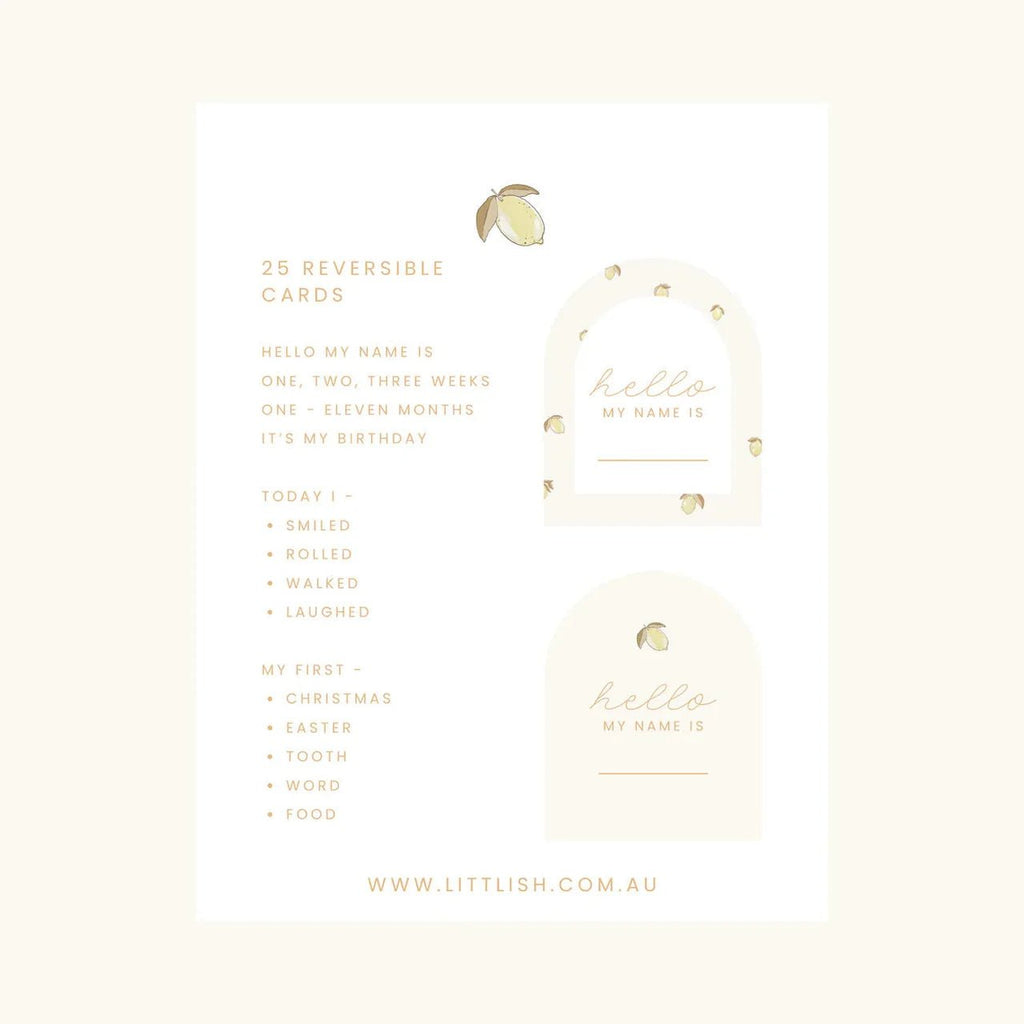 Baby Milestone Cards Lemon & Crème premium baby gift - Baba-lando
