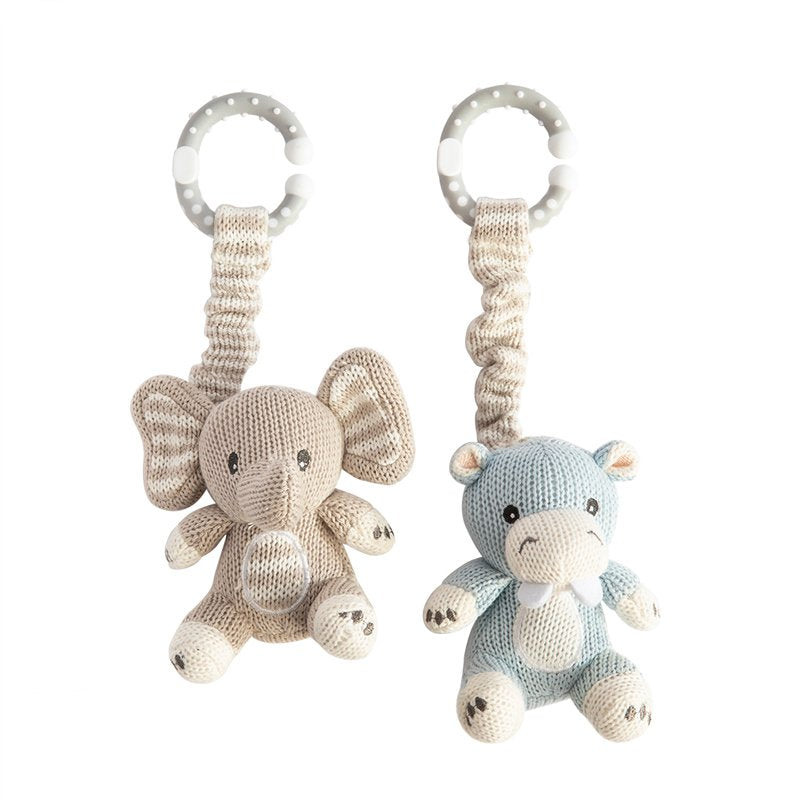 Stroller Toy Pair | Hippo & Elephant