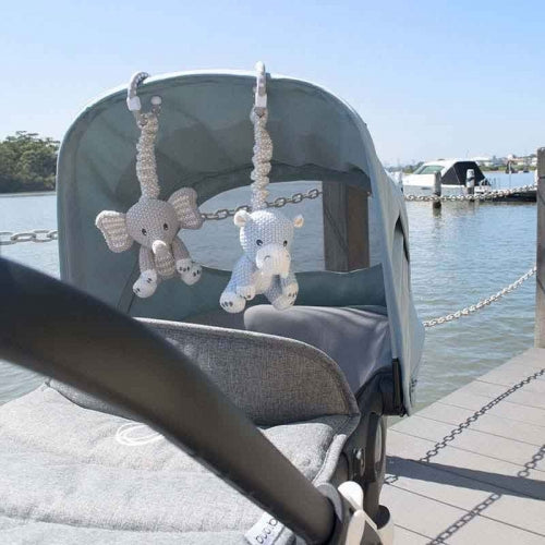 Stroller Toy Pair | Hippo & Elephant