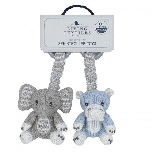 Stroller Toy Pair | Hippo & Elephant