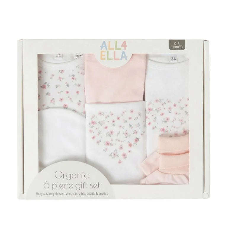 Pink Petals 6 Piece Organic Cotton Clothing Set