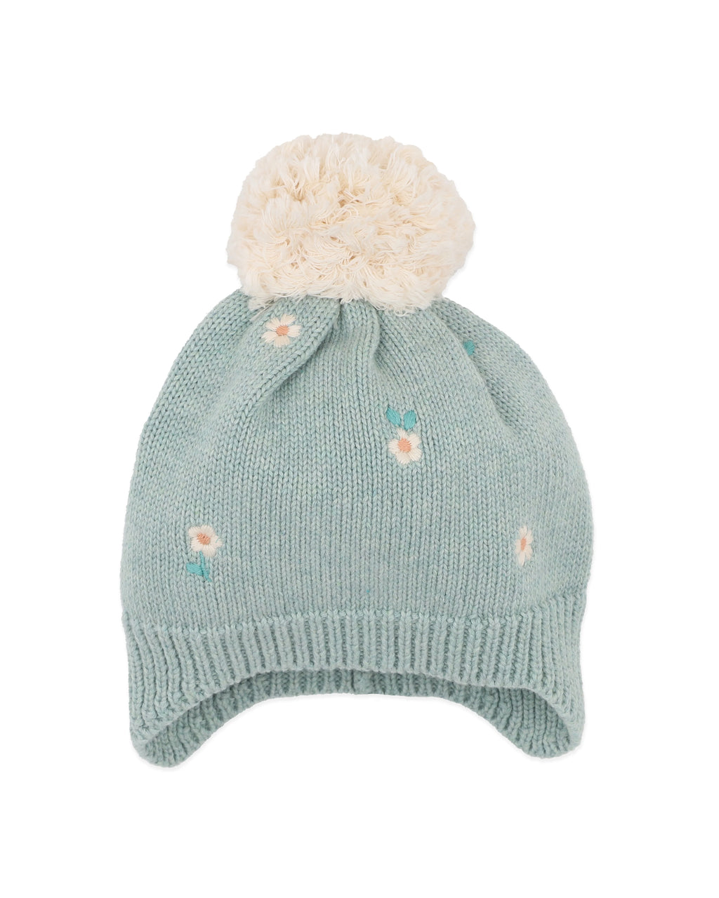 Fern Organic Embroidered Knitted Beenie - Sage