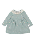 Fern Organic Embroidered Knitted Dress - Sage