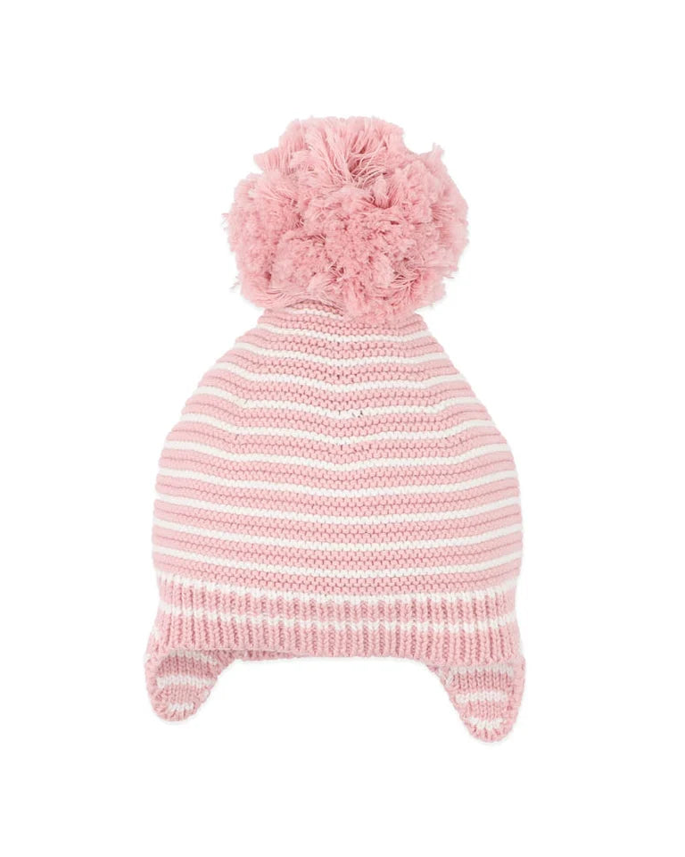 Fern Stripe Organic Knitted Beanie - Blossom