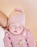 Fern Stripe Organic Knitted Beanie - Blossom