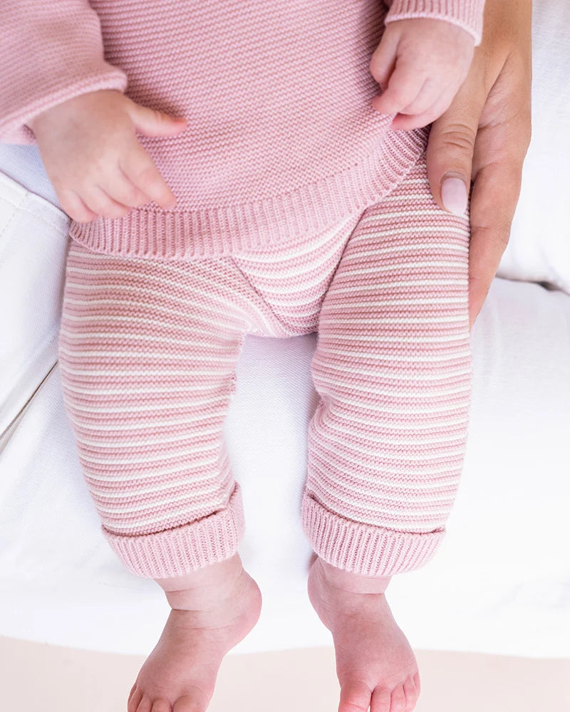 Fern Stripe Organic Knitted Leggings - Blossom