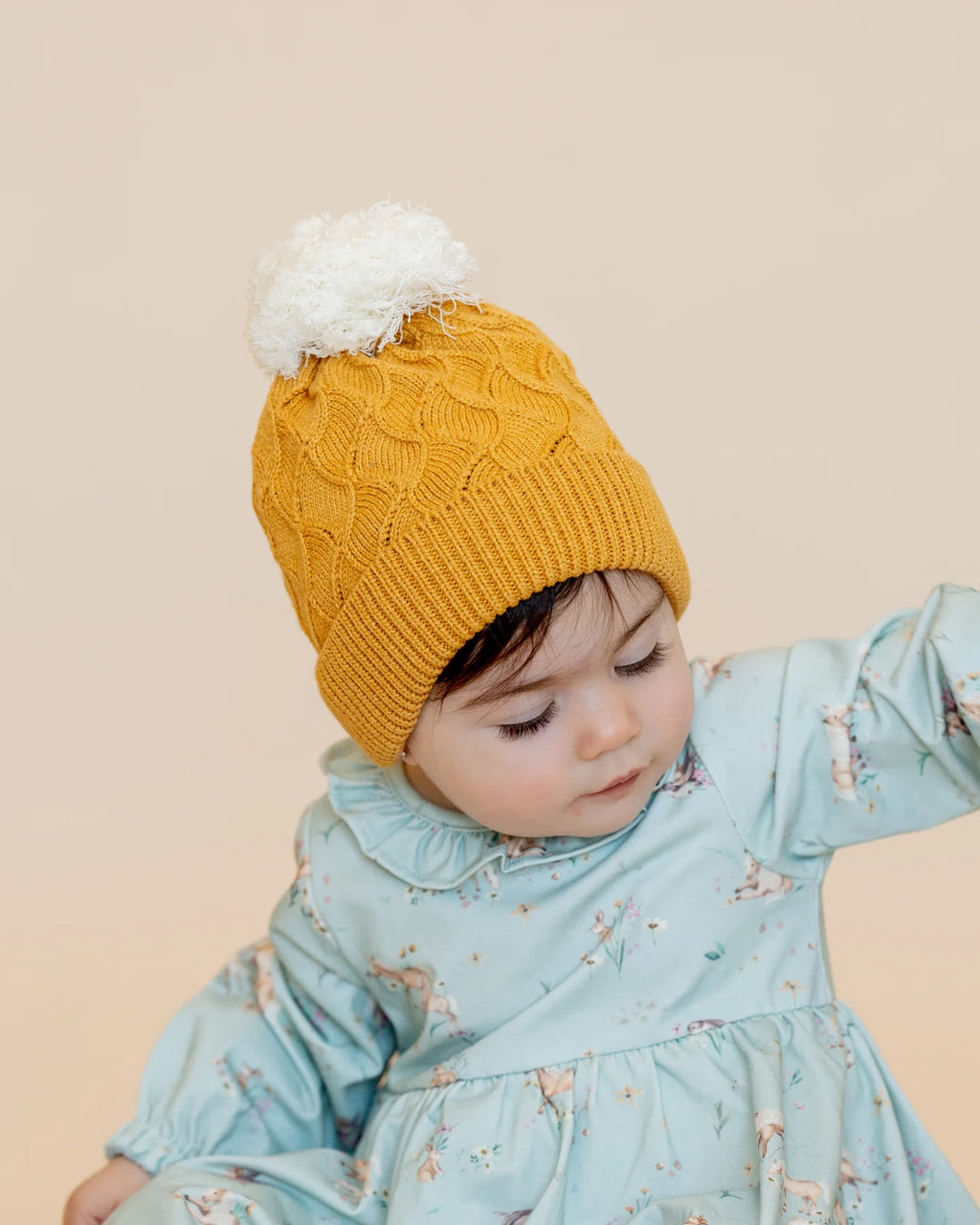 Winnie Knitted Beanie - Mustard/Marl