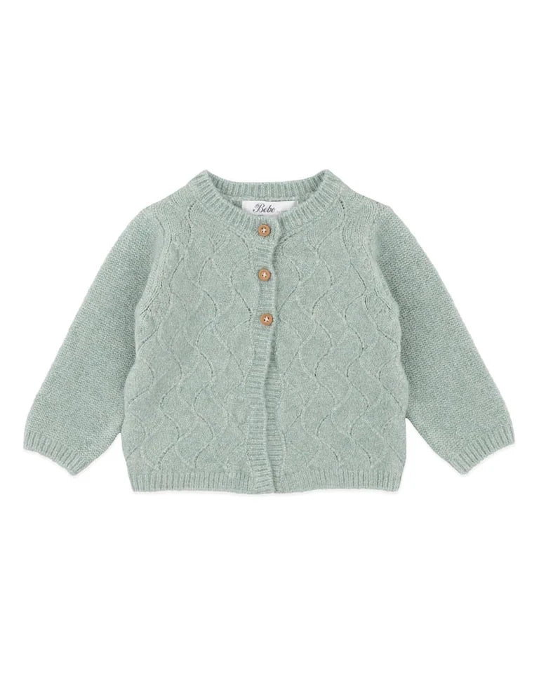 Girls Sage Pointelle Cardigan
