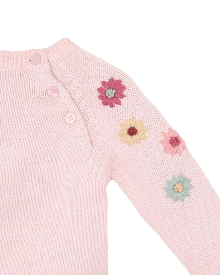 Emmy Organic Hand Embroidered Knitted Romper
