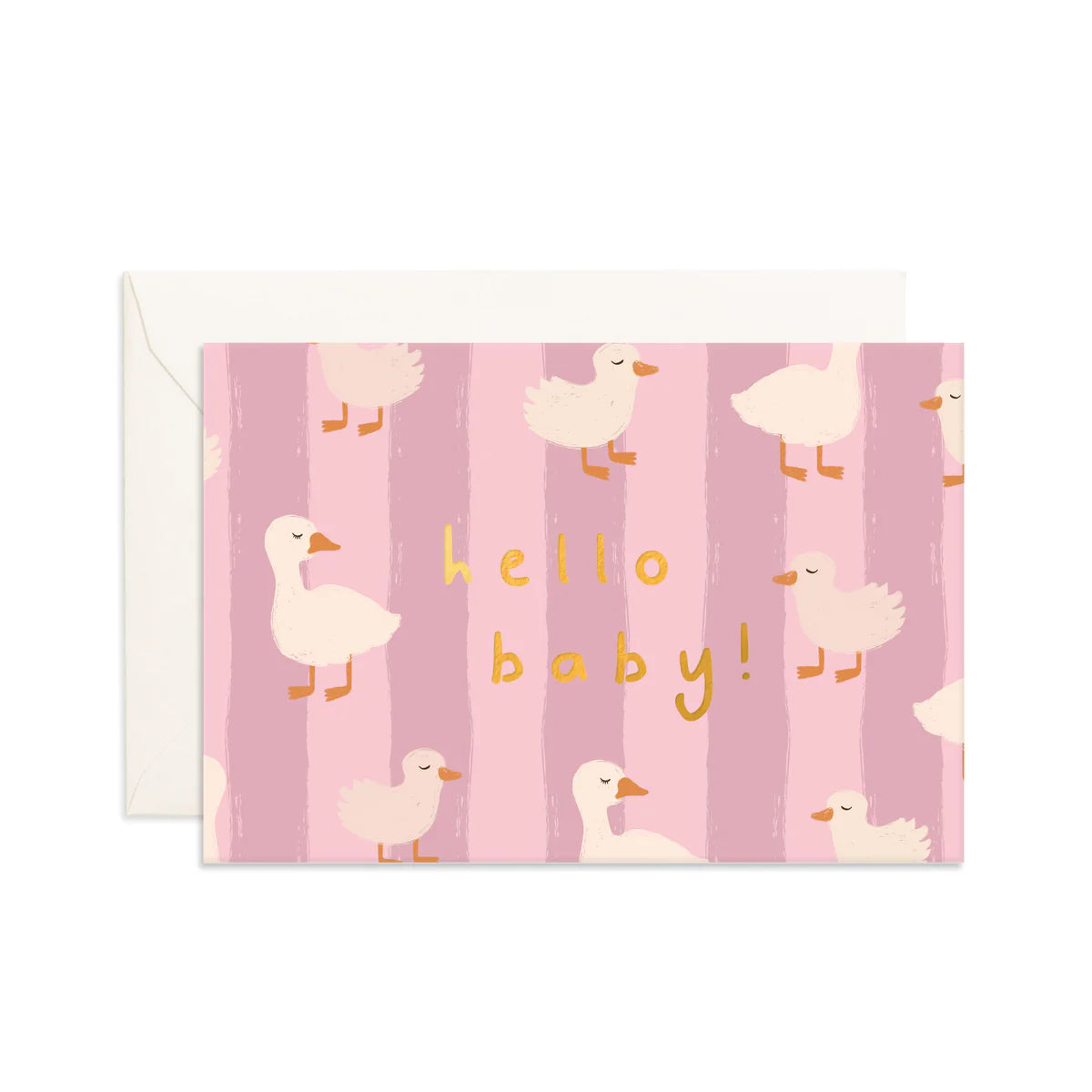 Hello Baby | Ducks Pink - Mini Greeting Card