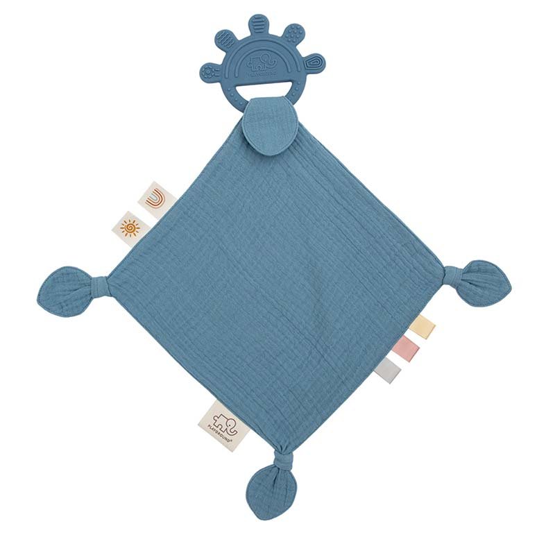 Silicone Teether With Muslin | Blue